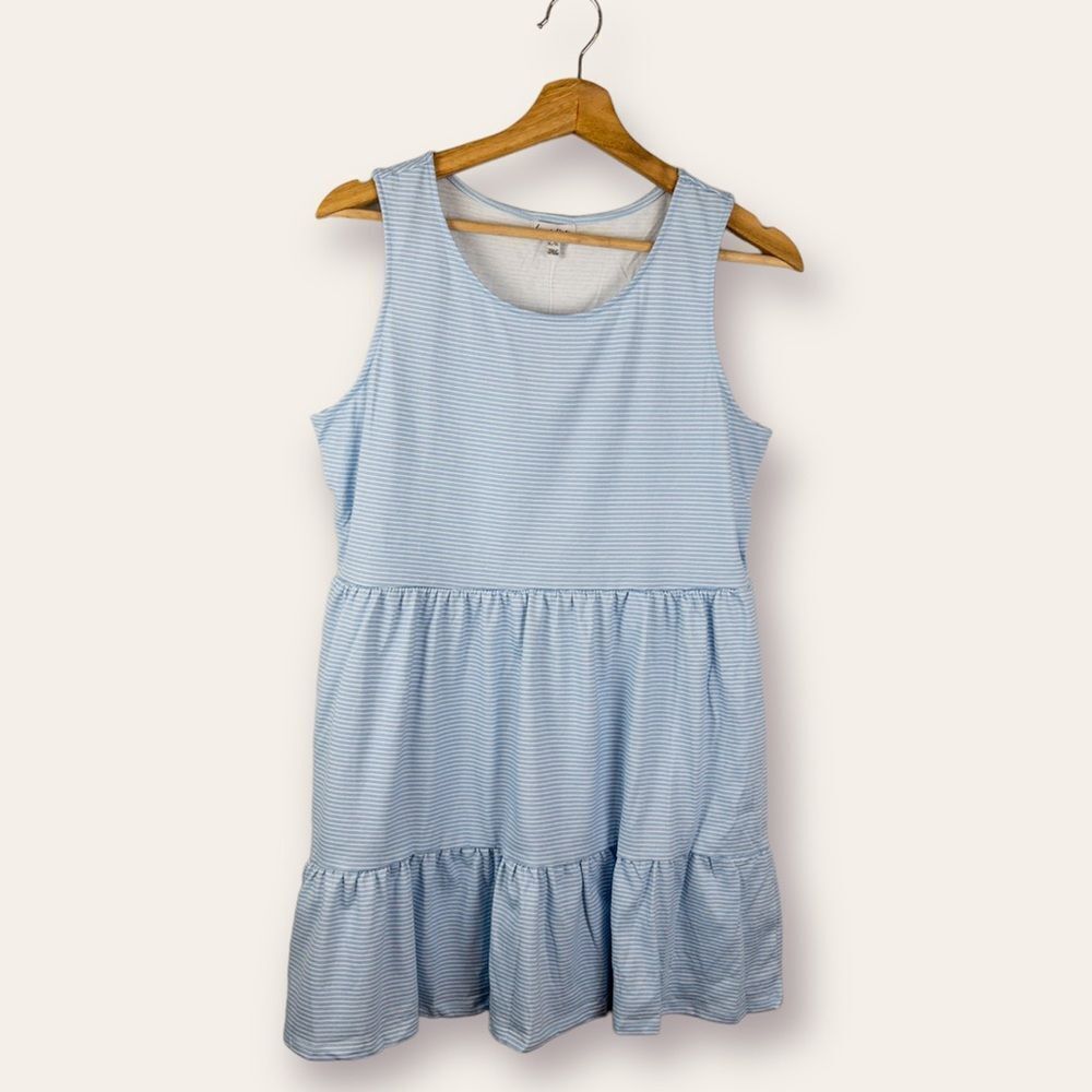 𝅺love, Fire Girls Blue White Stripe Tiered Tank Dress Size XL NEW Casual Play